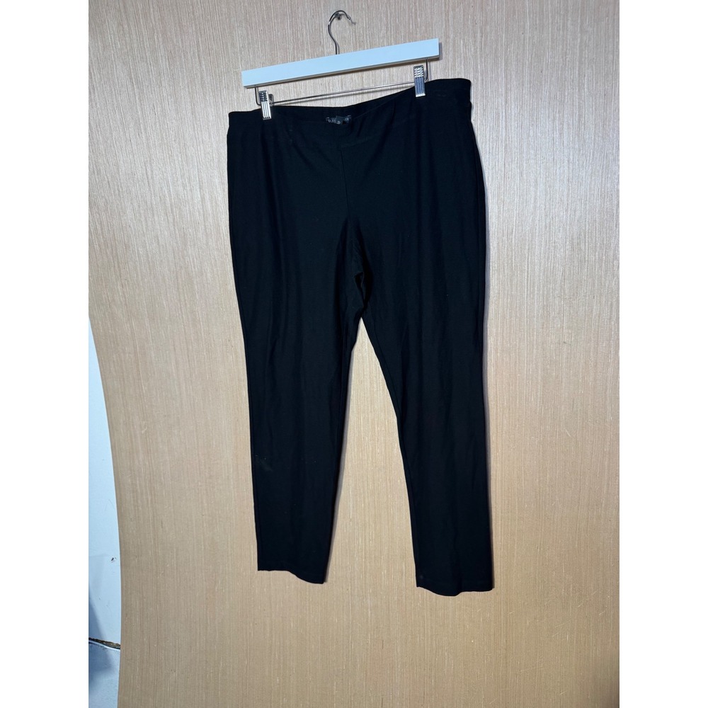 Eileen Fisher Womens XL Black Viscose Nylon Spandex Stretch Slim Ankle Pants